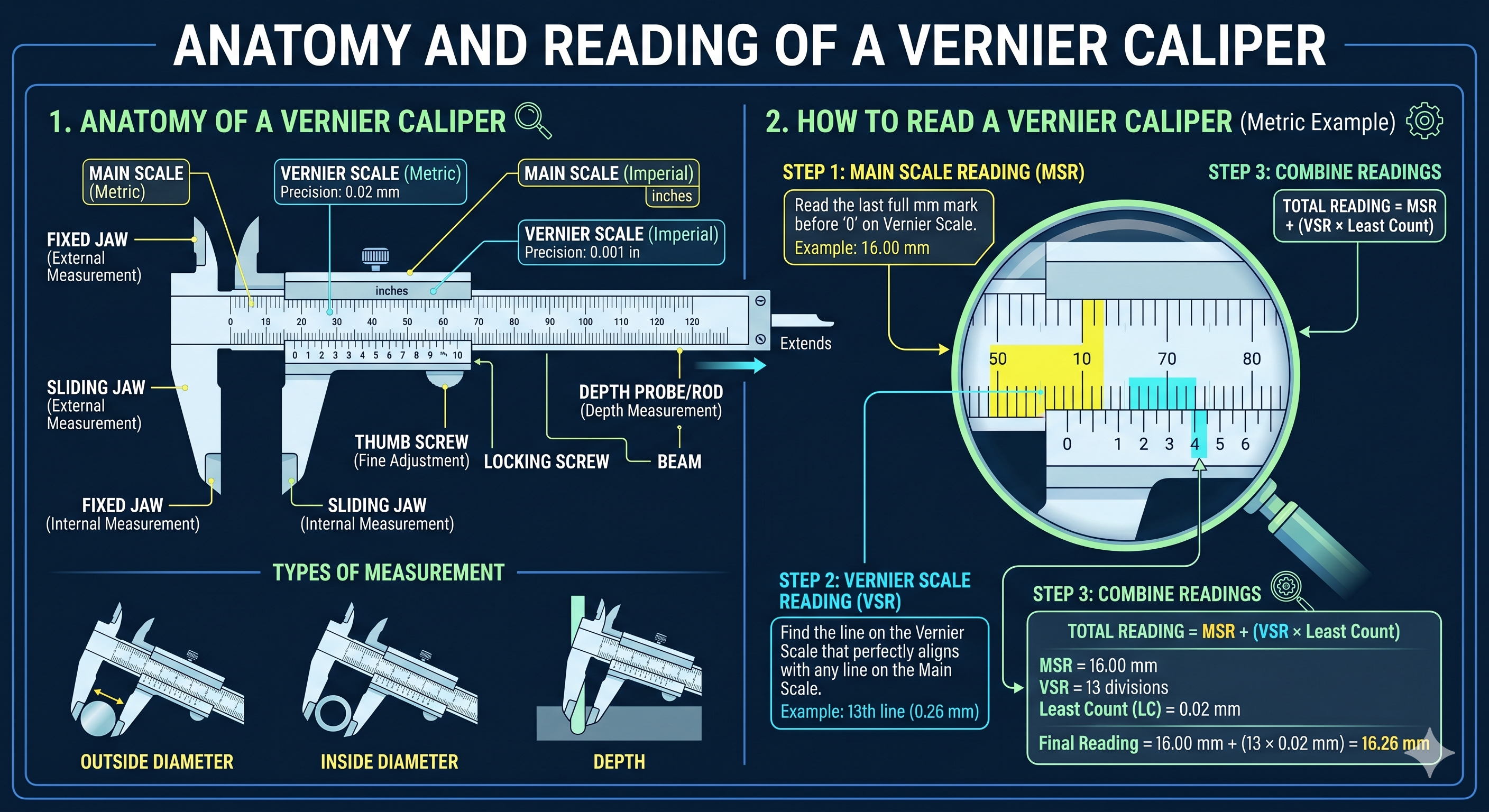 Anatomy and Reading of a Vernier Caliper